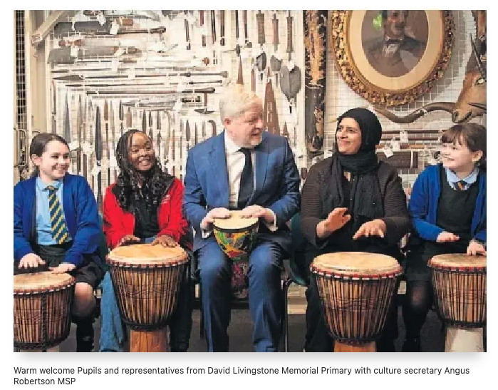 Michelle Musyoka with the Cultural Secretary Angus Roberston MSP on the visit to David Livingstone Birthplace on March 2026.