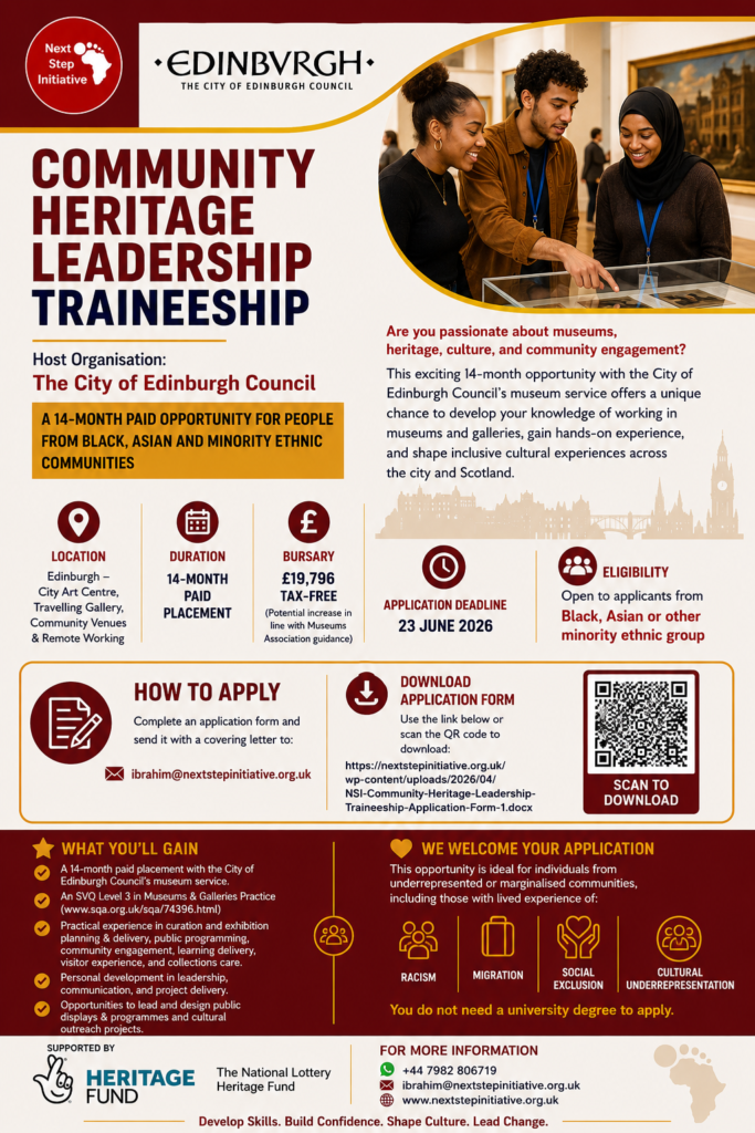 Edinburgh - City Art Centre, Travelling Gallery - Community Heritage Leader Trainee community leadership traineeship